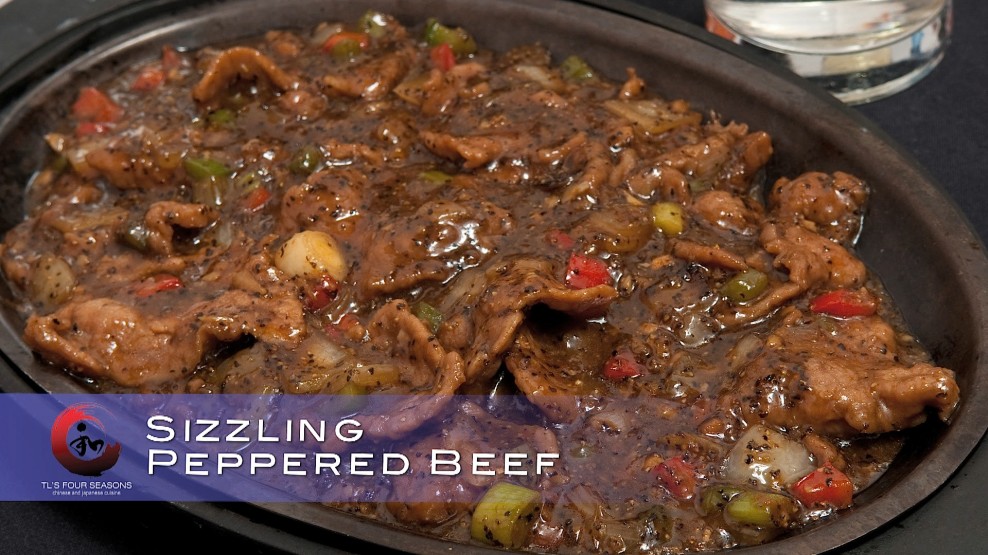 Sizzling peppered beef